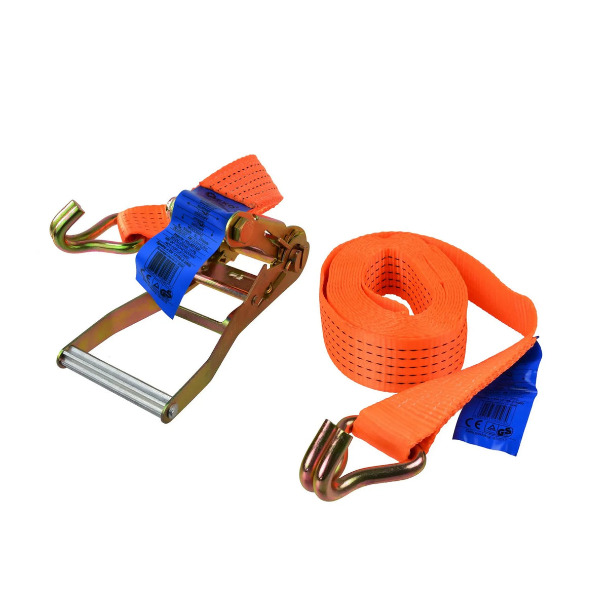 GEKO ratelspanband met J-haken voor ladingzekering 6m 5 ton 50 mm