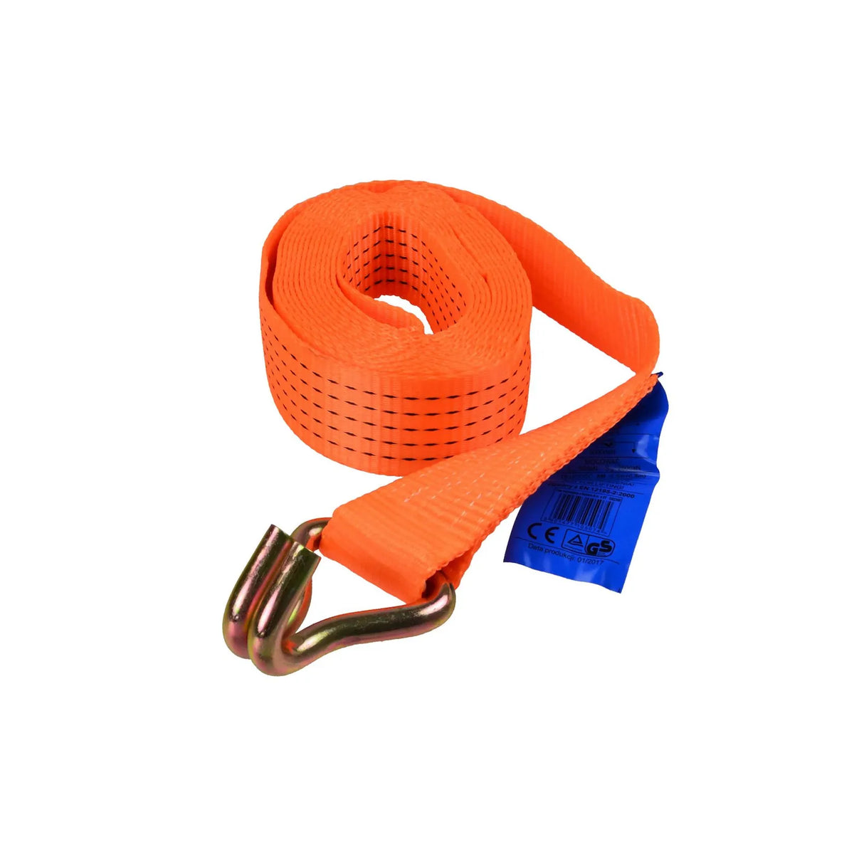 GEKO ratelspanband met J-haken voor ladingzekering 6m 5 ton 50 mm