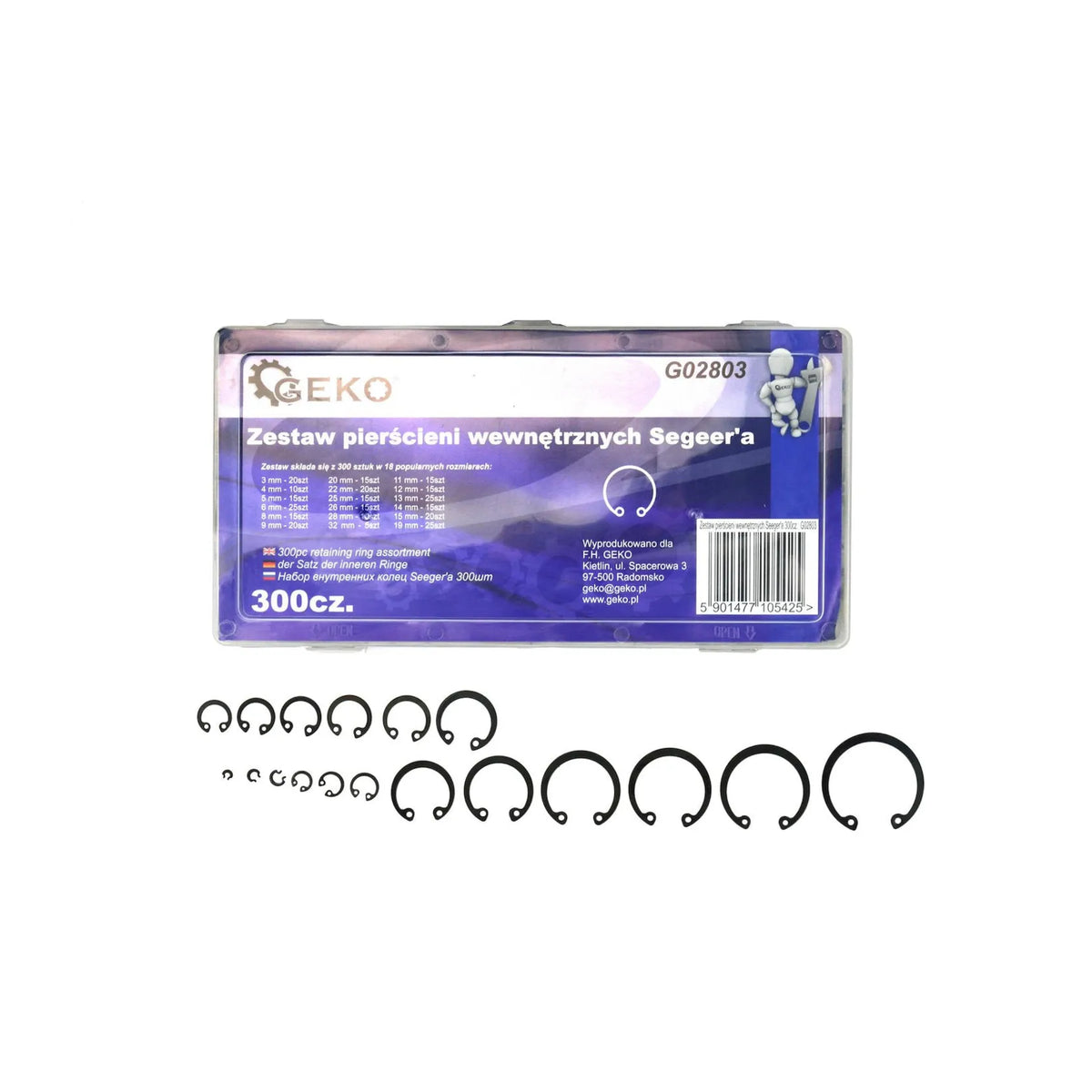 GEKO Assortiment binnenringclips 300 stuks 3-32 mm