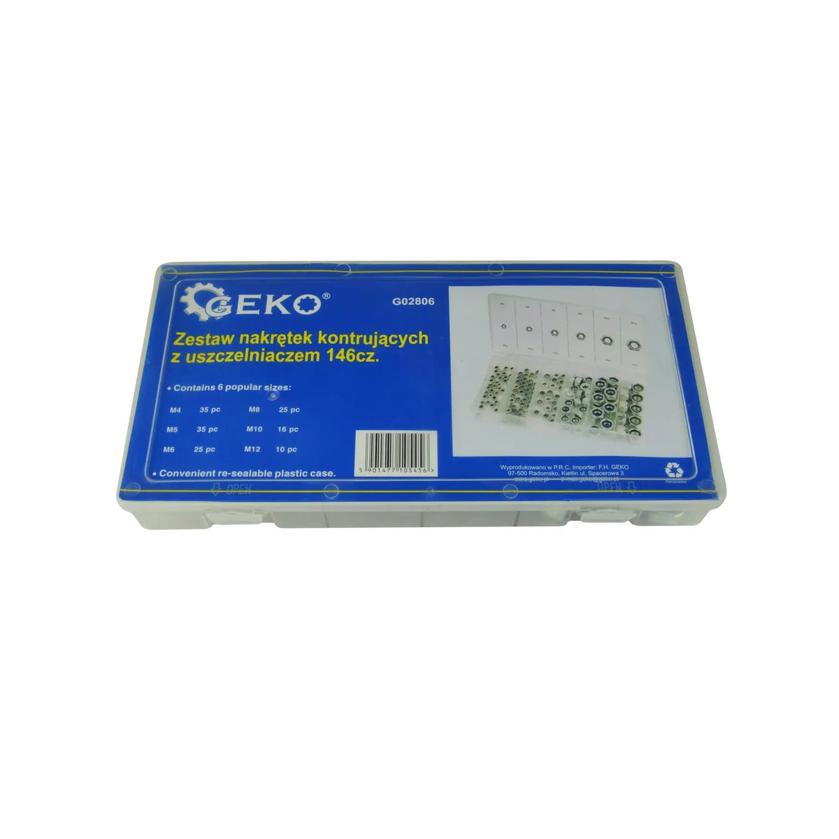 GEKO nylon borgmoer assortiment met nylon inzetstukken 146 stuks M4-M12