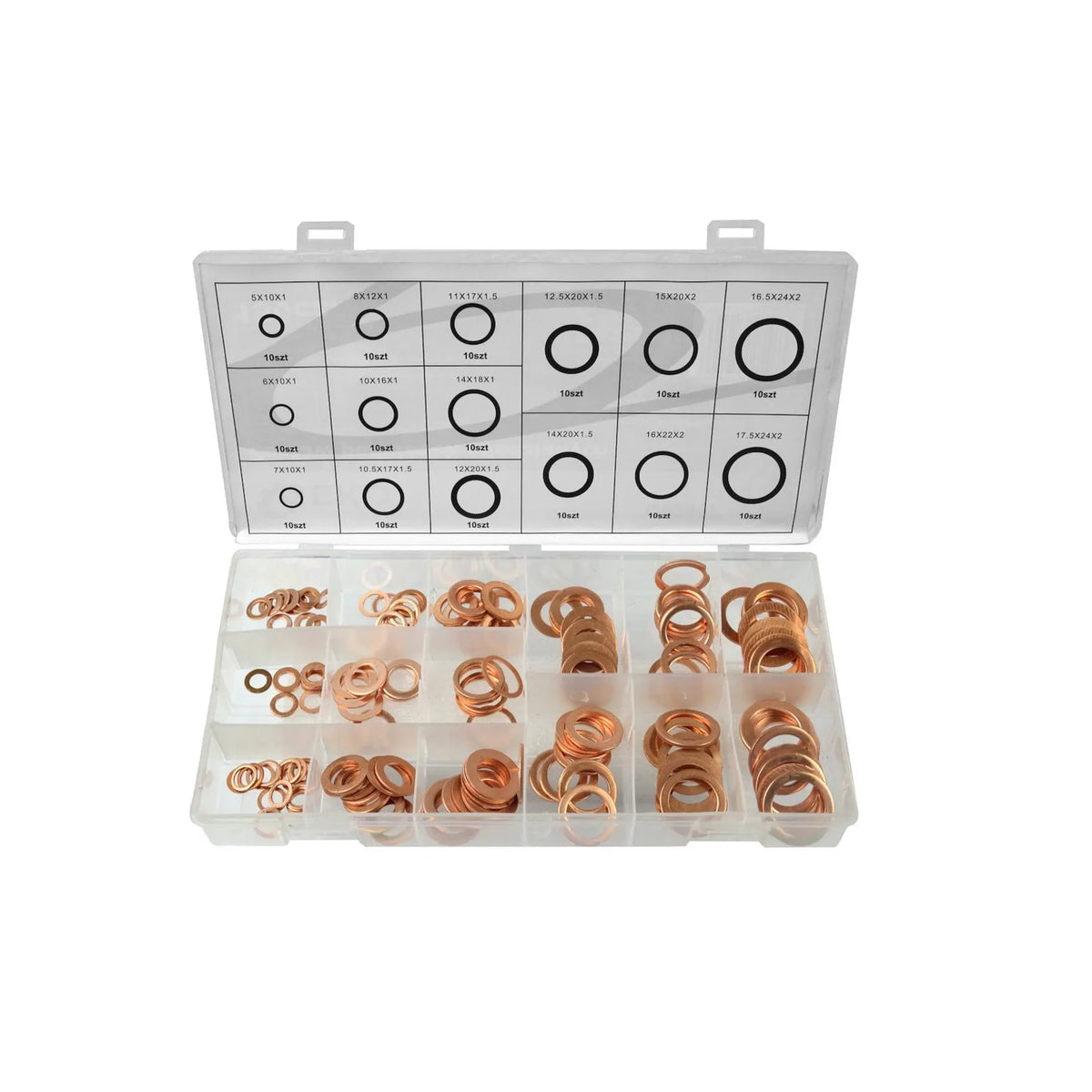 GEKO Set koperen vlakke ringen 150 stuks metrisch
