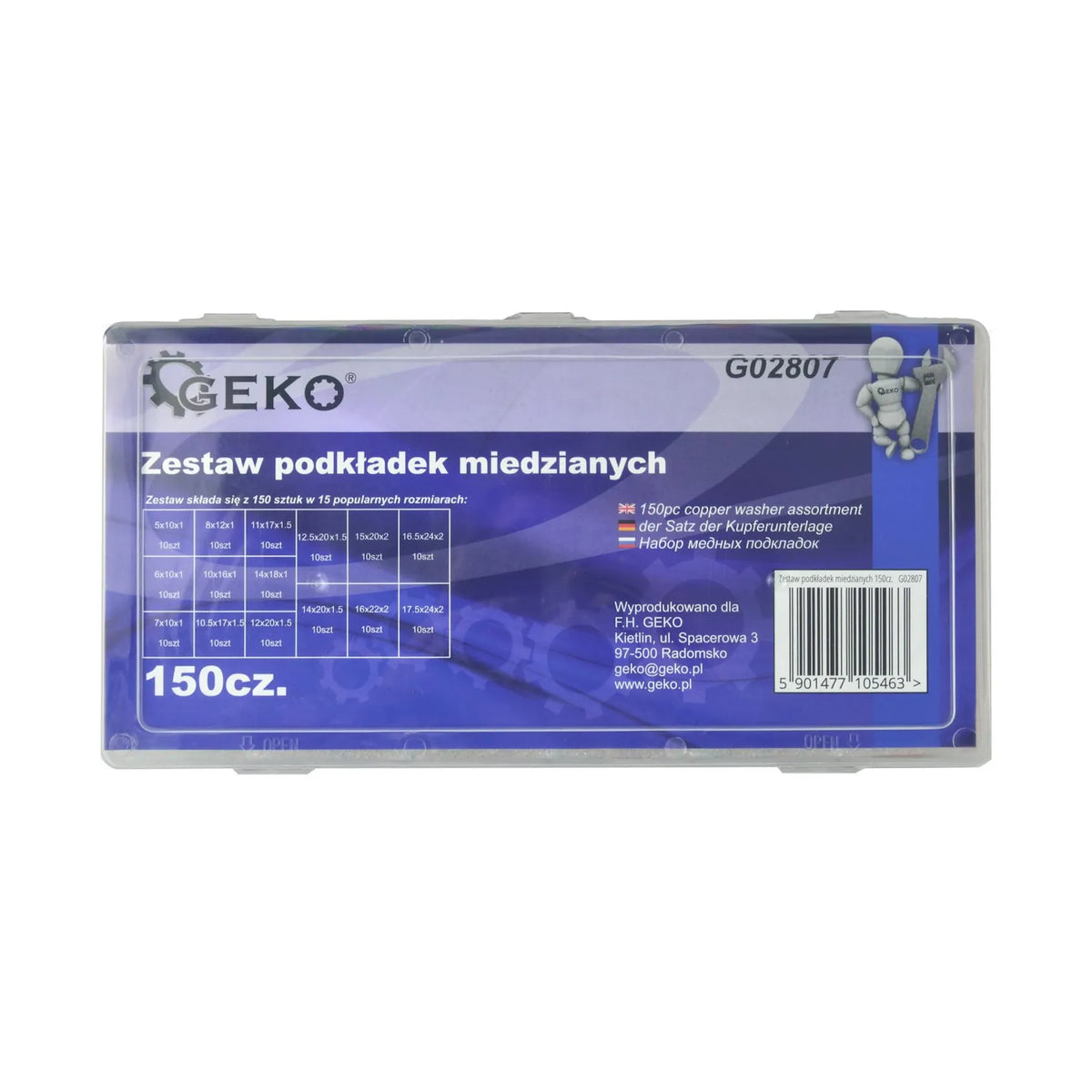 GEKO Set koperen vlakke ringen 150 stuks metrisch