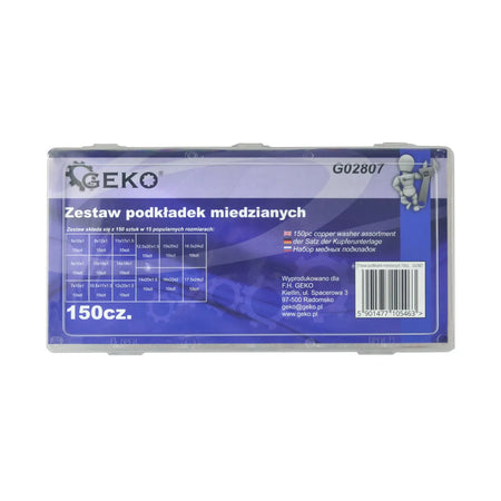 GEKO Set koperen vlakke ringen 150 stuks metrisch