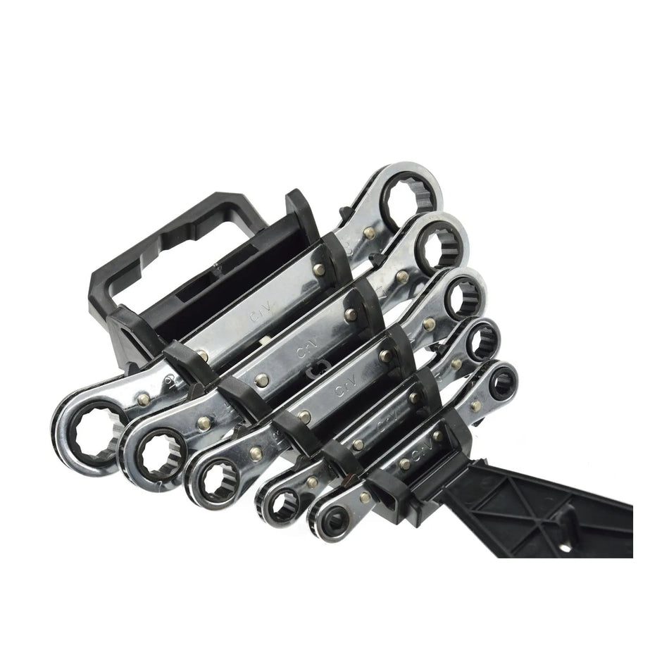 GEKO Ratelsleutelset dubbel met 12-punts ratel 6-22 mm 5-delig
