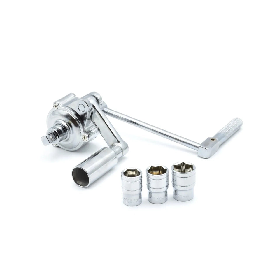 GEKO Momentsleutel 1/2" 1:16 met doppen 17, 19 en 21 mm en krukas in koffer