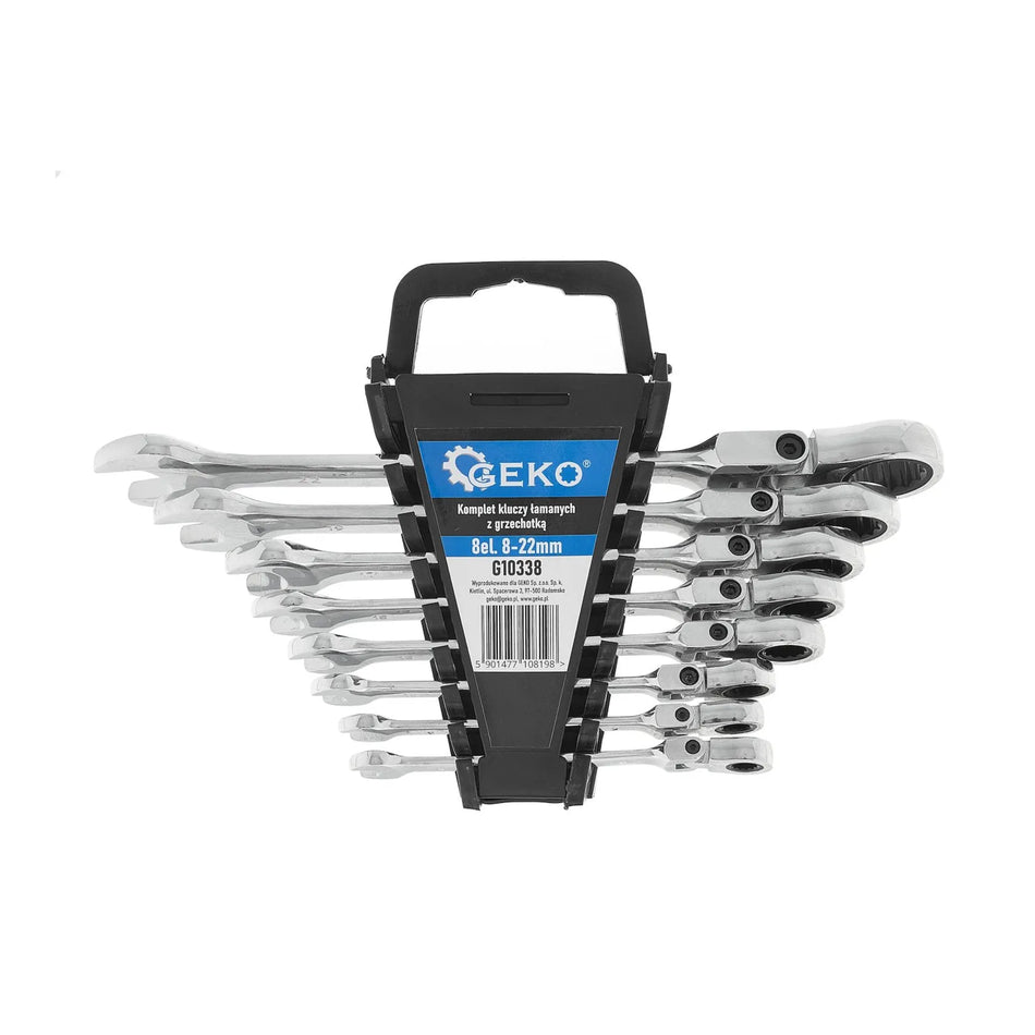 GEKO Flexibele ratelsleutel set combinatie 8-22 mm 8-delig