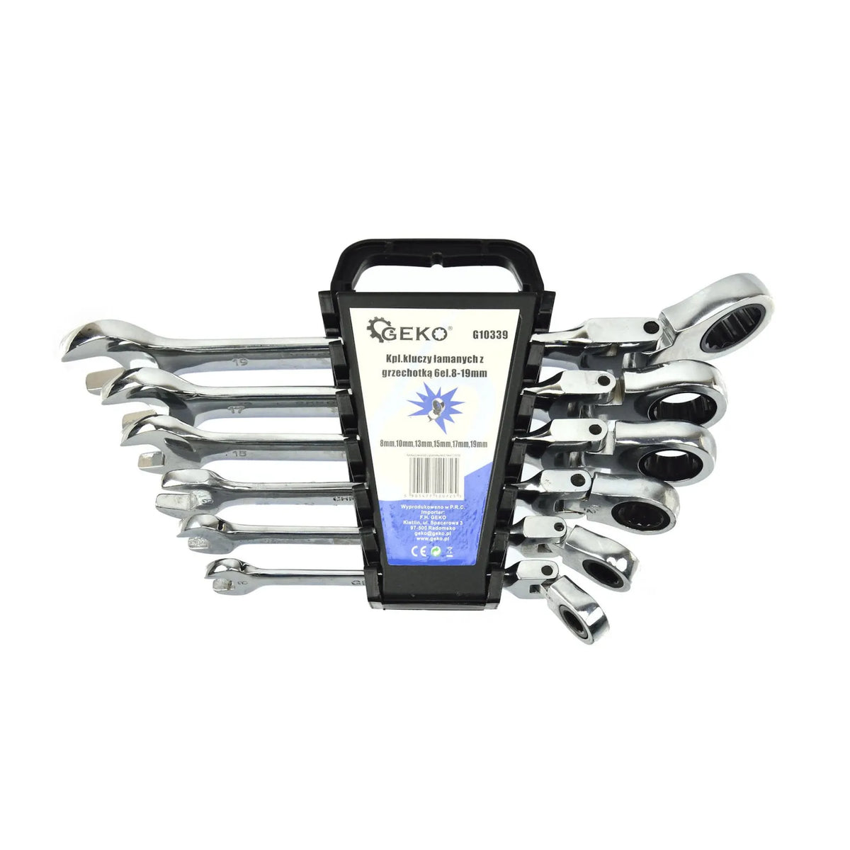 GEKO ratelsleutel set met flexibele kop 8-19mm, 6-delig