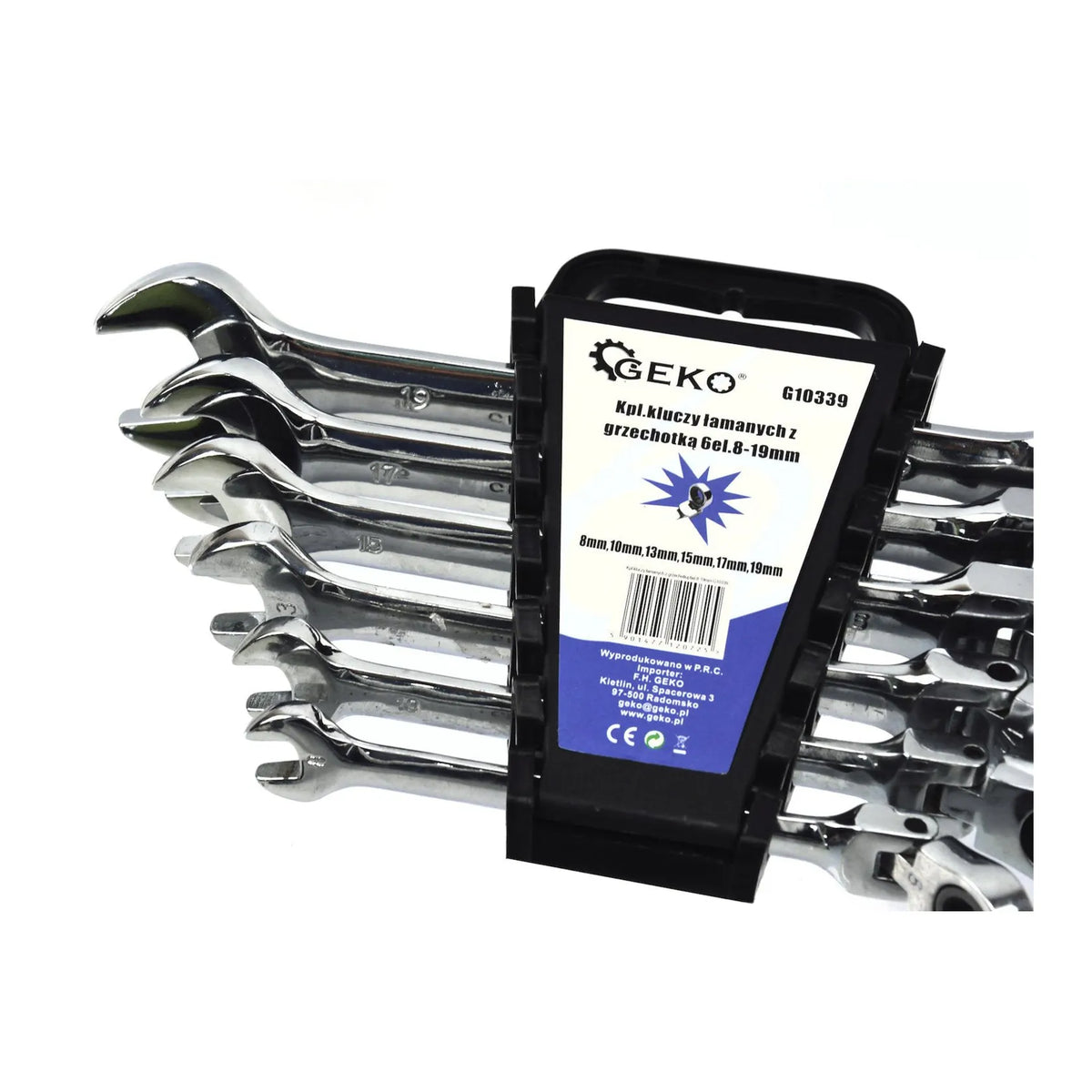 GEKO ratelsleutel set met flexibele kop 8-19mm, 6-delig