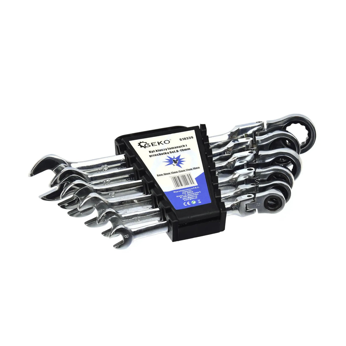 GEKO ratelsleutel set met flexibele kop 8-19mm, 6-delig
