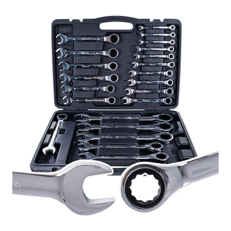 GEKO Ratelsleutel set 6-32mm 22-delig met aluminium koffer