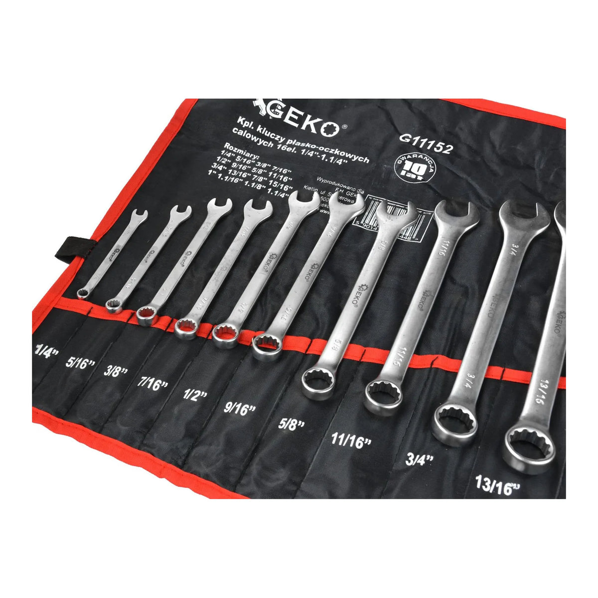 GEKO Combinatiesleutel Set Inch 1/4"-1-1/4" 16-delig