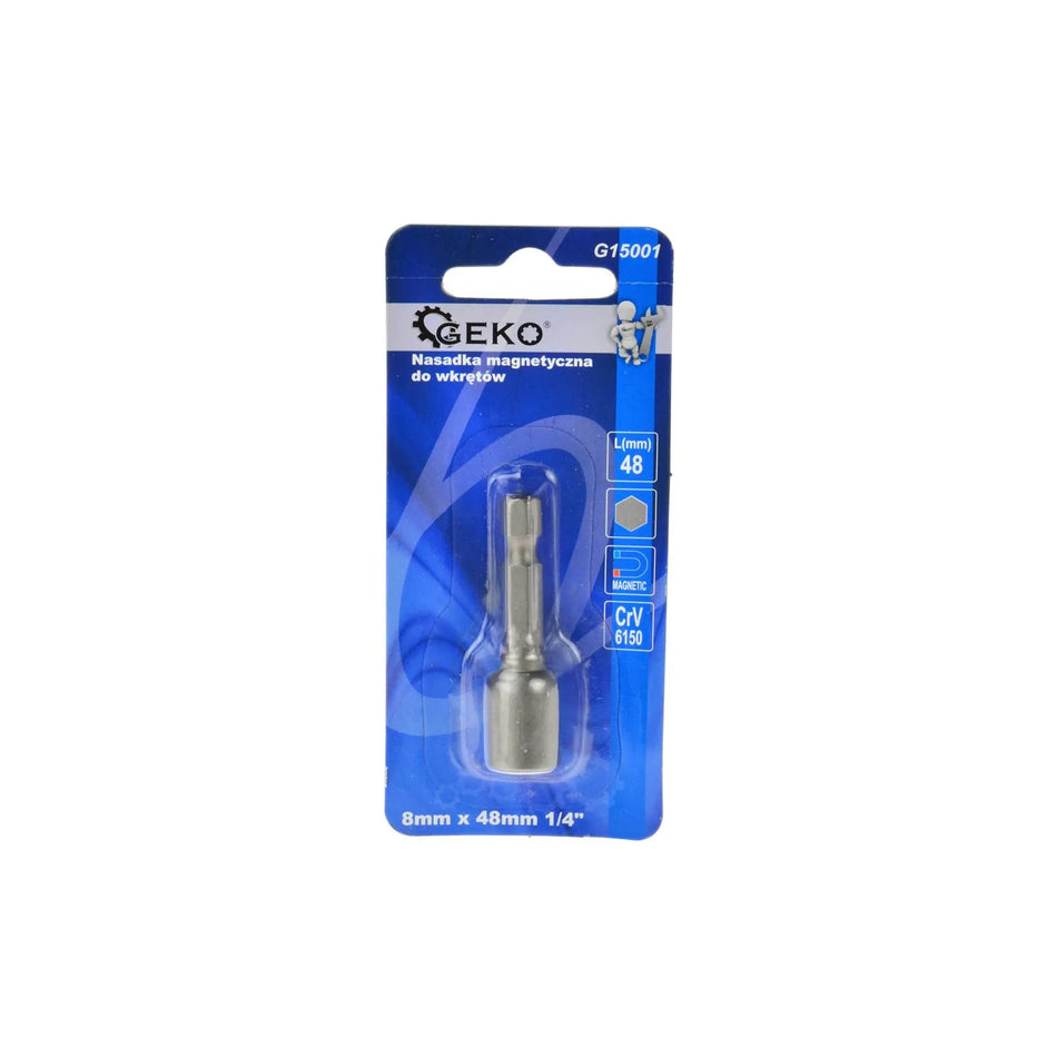 GEKO Schroefbit magnetisch zeskant 8 mm x 48 mm 1/4"