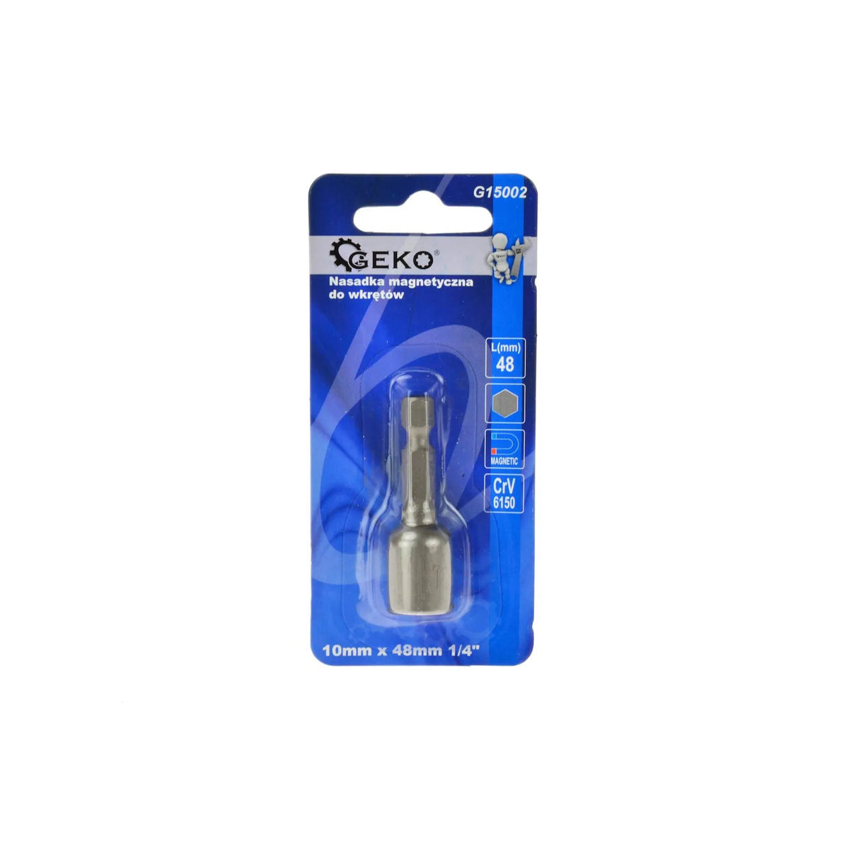 GEKO Schroefbit magnetisch zeskant 10 mm x 48 mm 1/4"