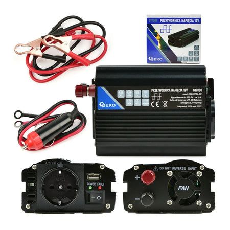 GEKO Voltage converter 12V naar 230V 250/500W met USB-poort