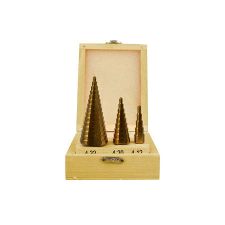 GEKO Set trapboren 3-delig 4-12, 4-20, 4-32 mm titanium coating