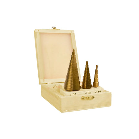 GEKO Set trapboren 3-delig 4-12, 4-20, 4-32 mm titanium coating