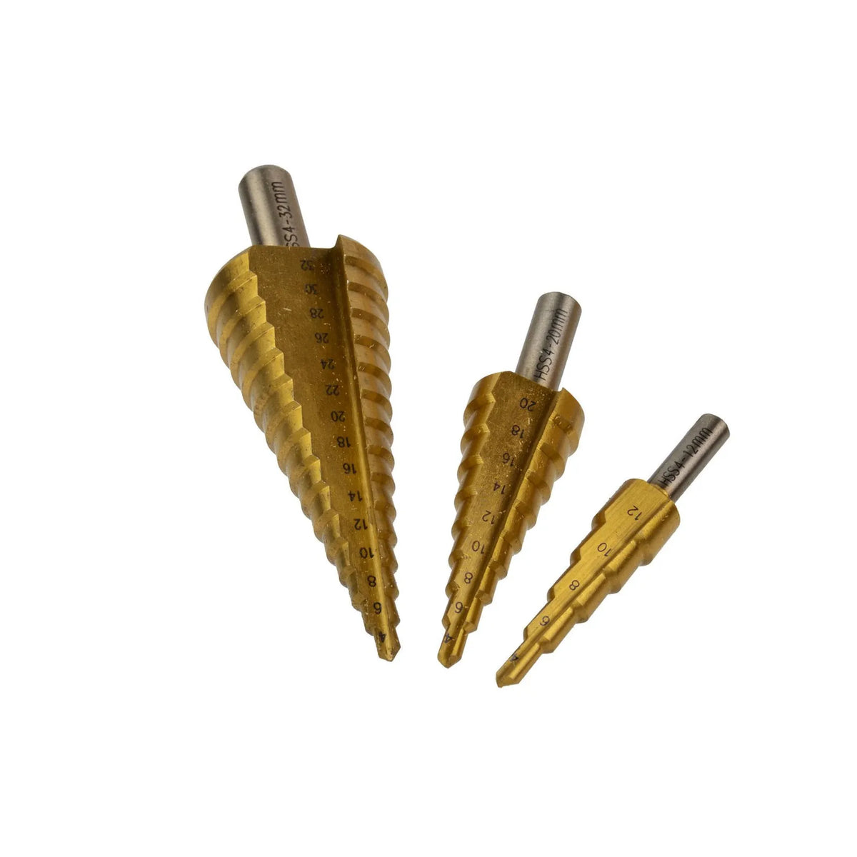 GEKO Set trapboren 3-delig 4-12, 4-20, 4-32 mm titanium coating