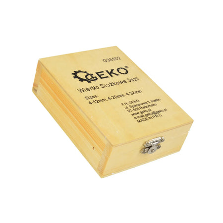 GEKO Set trapboren 3-delig 4-12, 4-20, 4-32 mm titanium coating