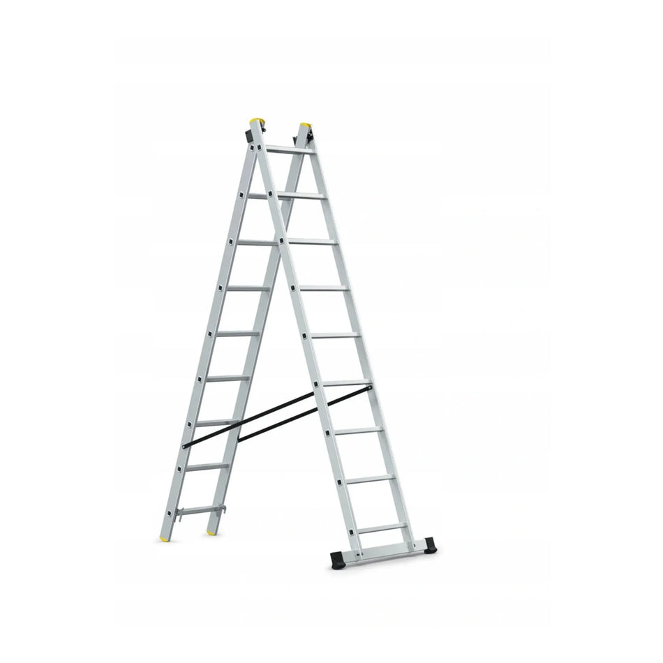 AWTools Aluminium Multifunctionele Ladder 2x9 Treden 150 kg 5,02 m