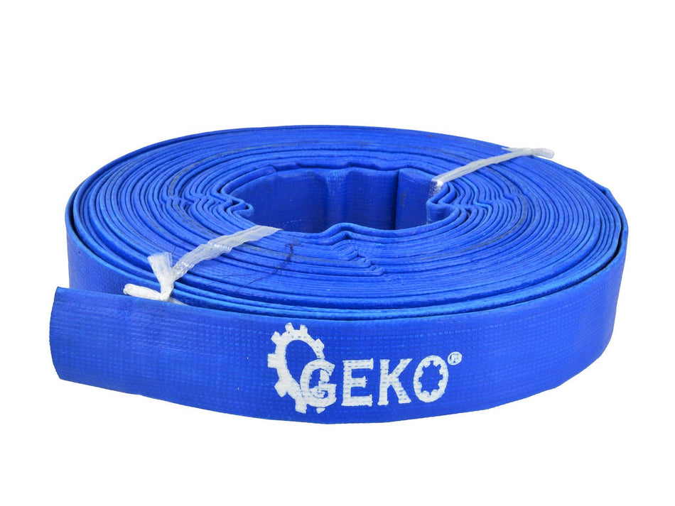 GEKO Platte PVC Waterslang blauw 1 inch x 20 m 2 bar