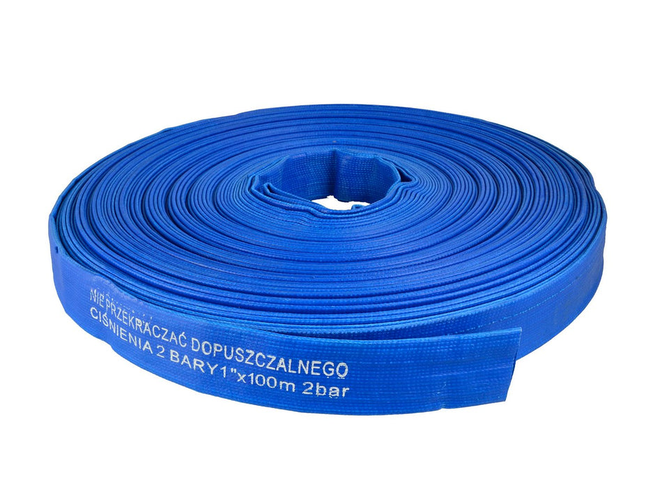 GEKO Platte PVC Waterslang blauw 1 inch x 100 m 2 bar