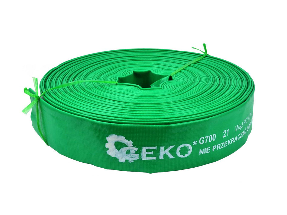 GEKO Platte PVC Waterslang groen 2 inch x 50 m 2 bar