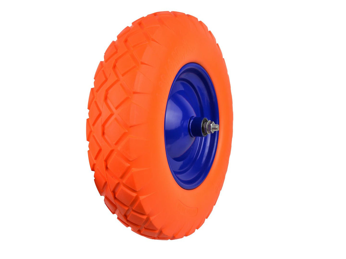 GEKO PU-wiel 4.00-8 met blauwe velg oranje