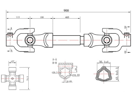 GEKO Aftakas 3-lobbige profielbuis 900 mm