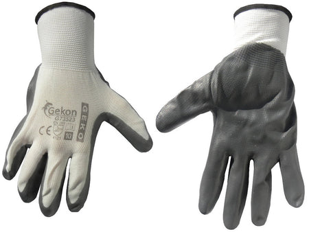 GEKO Werkhandschoenen met nitril-coating maat 10 wit-grijs – 12 paar