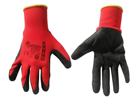GEKO Werkhandschoenen met latex-coating maat 8 rood – 12 paar