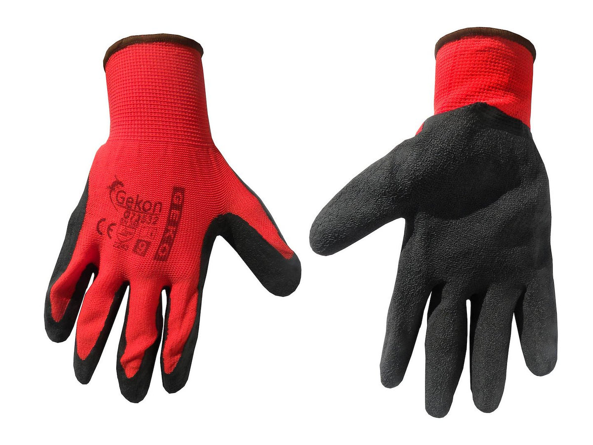 GEKO Werkhandschoenen met latex-coating maat 9 rood – 12 paar