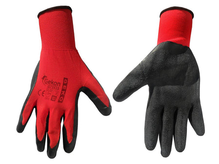 GEKO Werkhandschoenen met latex-coating maat 10 rood – 12 paar