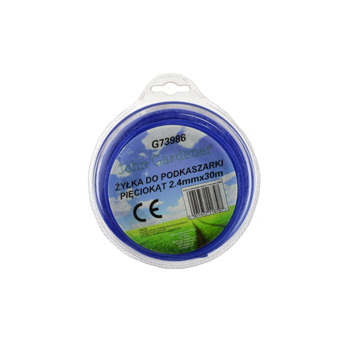 John Gardener Nylon maaidraad hexagonaal 2,4mm 30m blauw