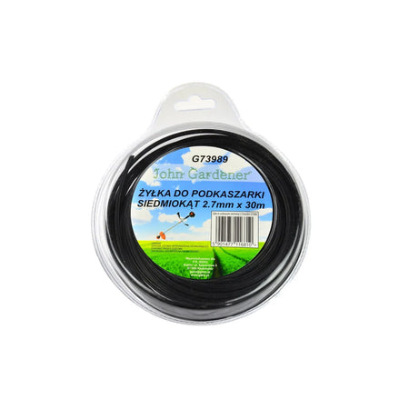 John Gardener Nylon maaidraad heptagonaal 2,7mm 30m zwart