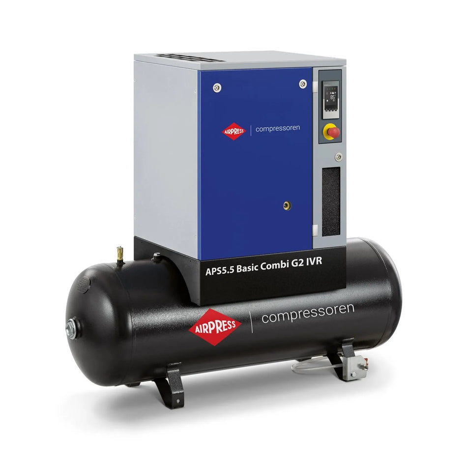 Airpress Schroefcompressor APS 5.5 Basic G2 M2 Combi 10 bar 5.5 pk/4 kW 516 l/min 200 l