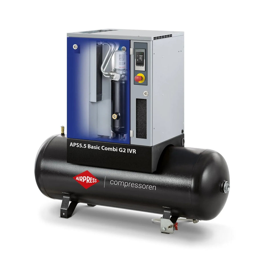 Airpress Schroefcompressor APS 5.5 Basic G2 M2 Combi 10 bar 5.5 pk/4 kW 516 l/min 200 l
