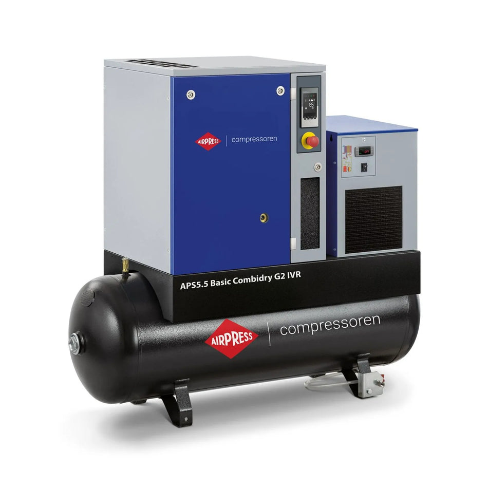 Airpress Schroefcompressor APS 5.5 Basic G2 M2 Combi Dry 10 bar 5.5 pk/4 kW 516 l/min 200 l