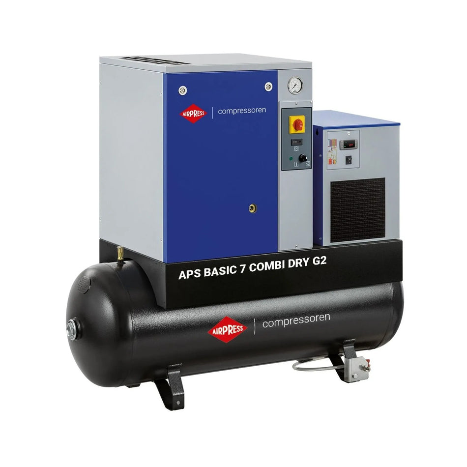 Airpress Schroefcompressor APS 7.5 Basic G2 Combi Dry - Tweedekans 10 bar 7.5 pk/5.5 kW 780 l/min 500 l