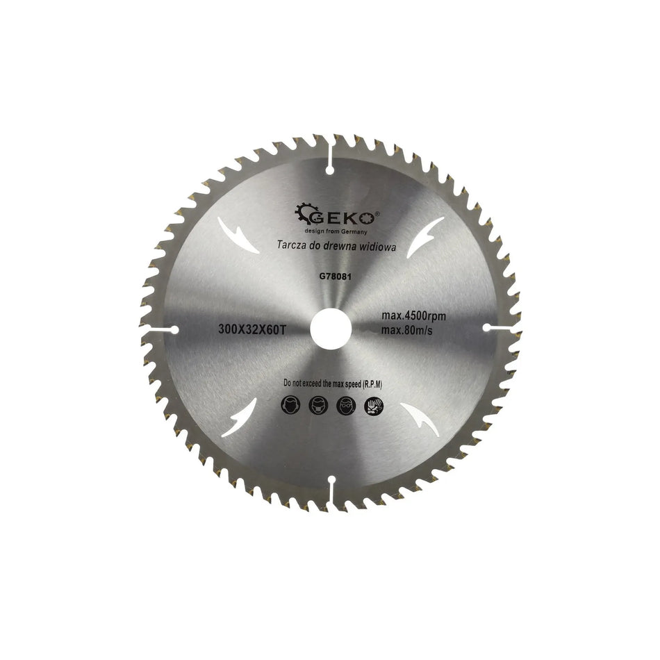 GEKO TCT Cirkelzaagblad met gaten voor hout 300mm 60T