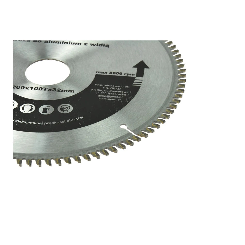 GEKO TCT Aluminium cirkelzaagblad met reductieringen 200mm 100T