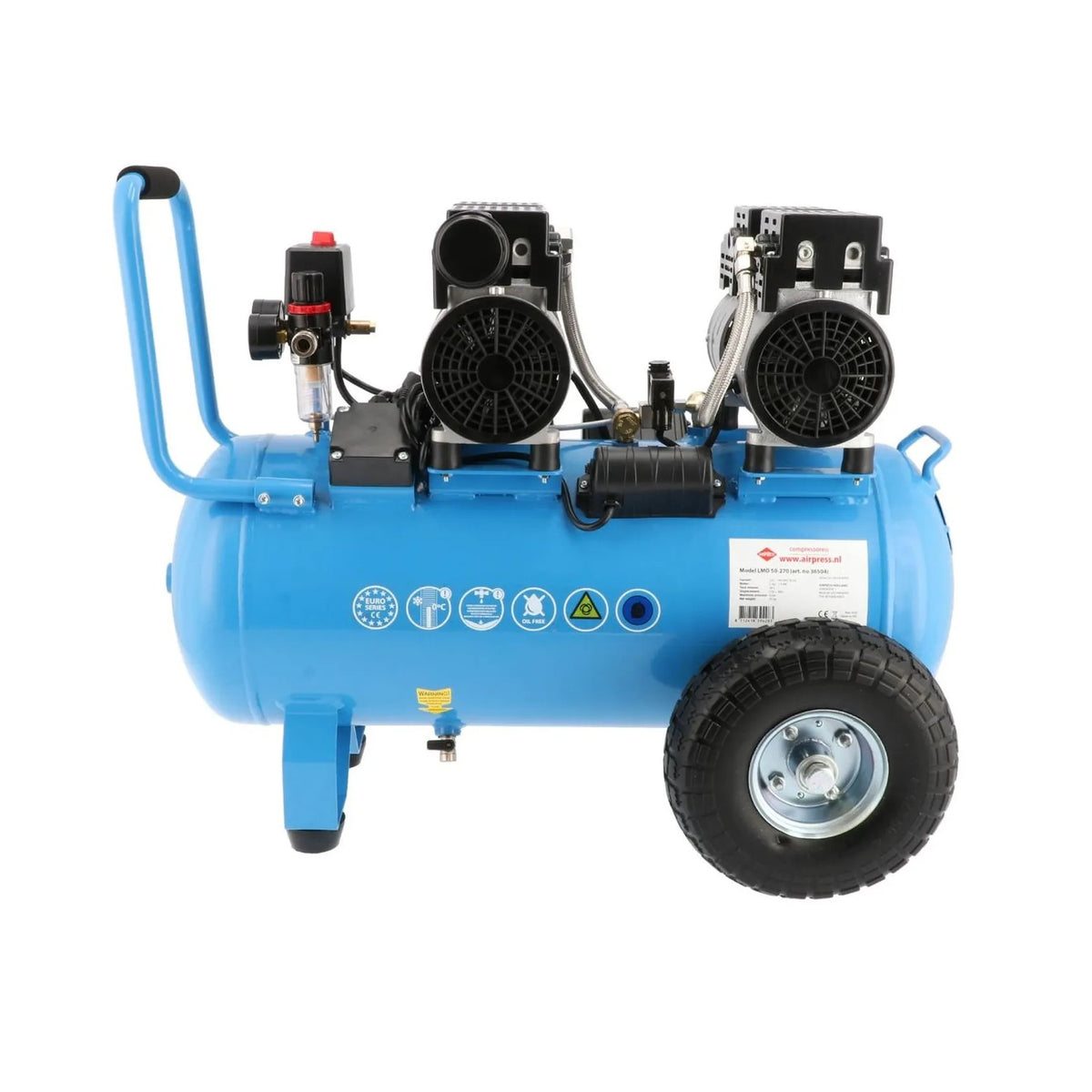 Airpress Stille Olievrije Compressor LMO 50-270 8 bar 2 pk/1.5 kW 185 l/min 50 l