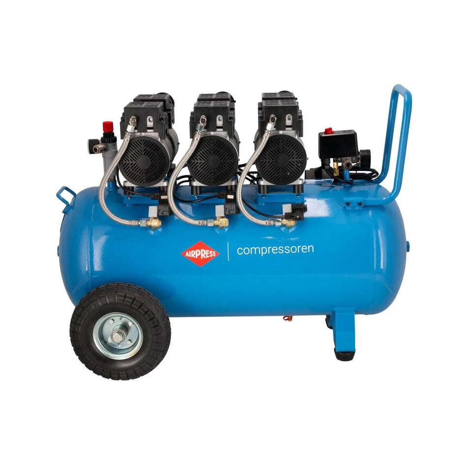 Airpress Stille olievrije compressor LMO 90-380 3 pk (3 x 1 pk)/2,25 kW 8 bar 280 l/min 90 l