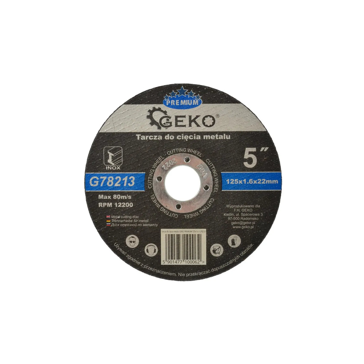 GEKO Metaalsnijschijf Premium met corundum 125 x 1,6 x 22,2mm