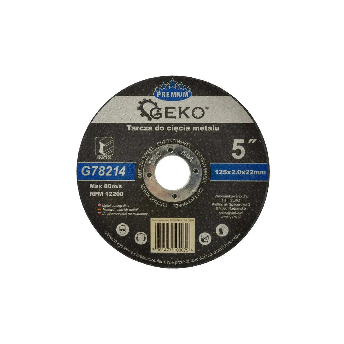 GEKO Metaalsnijschijf Premium met corundum 125 x 2,0 x 22,2mm