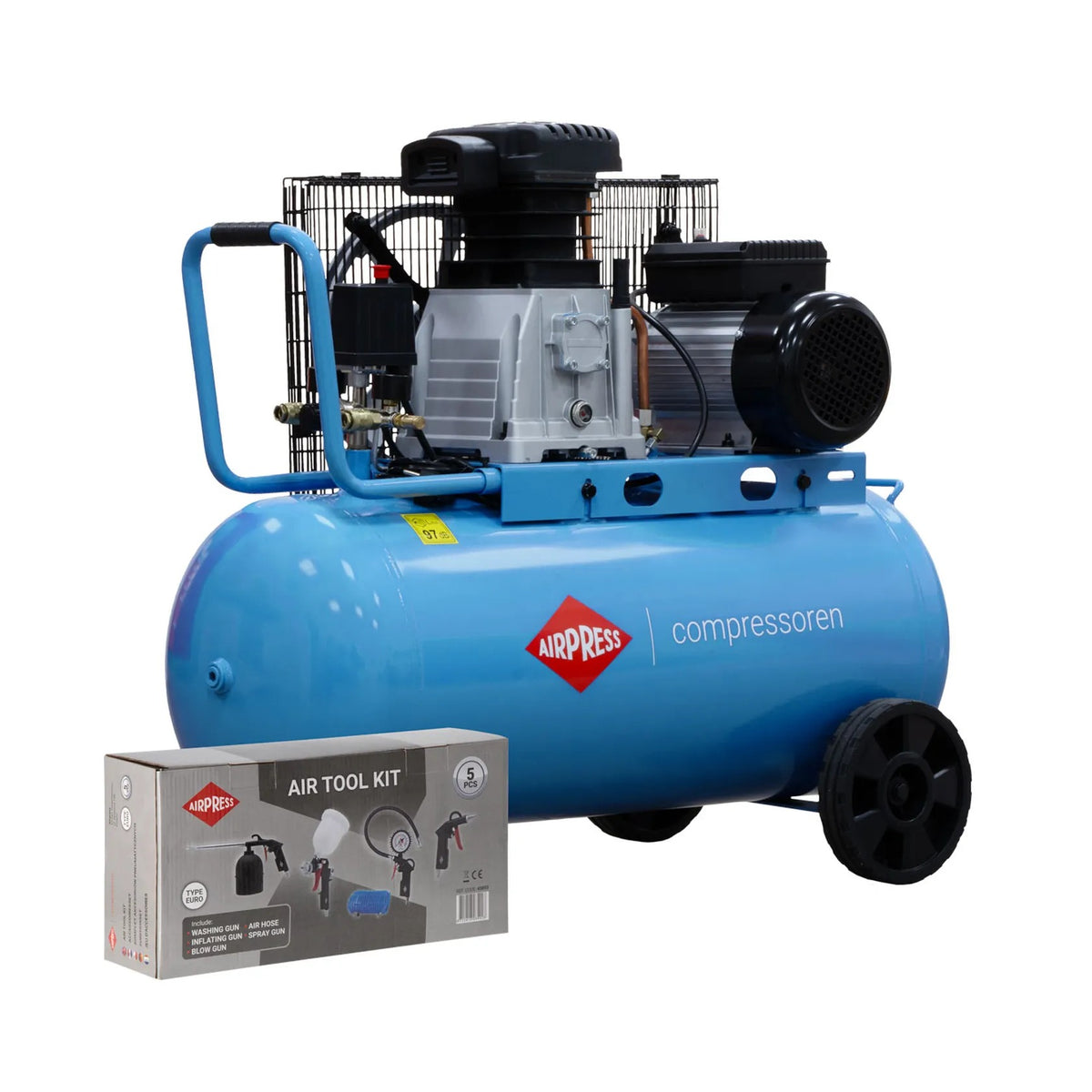 Airpress Compressor met accessoires - Airpress HL 340-90 + accessoireset 5-delig