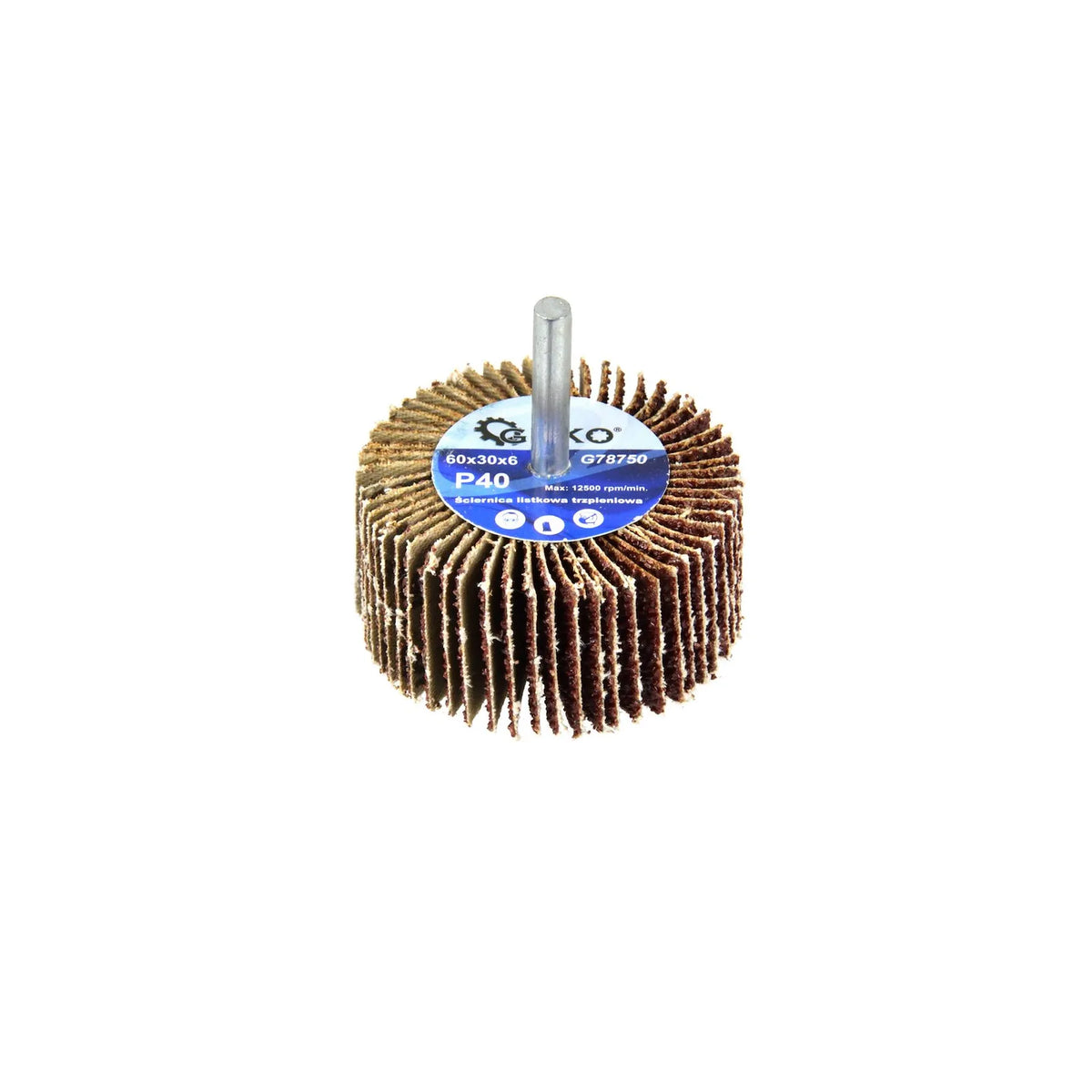 GEKO Schijfslijpwiel abrasief P40 60x30mm met 6mm schacht