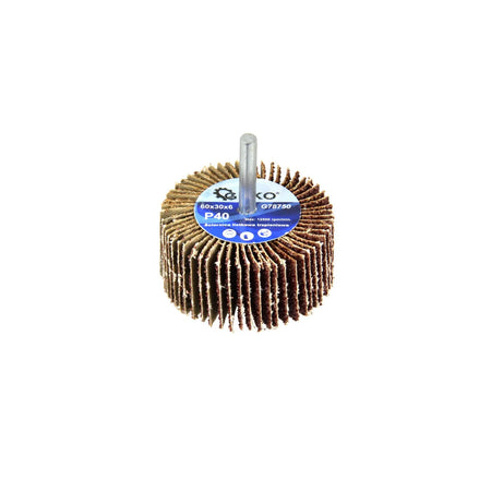 GEKO Schijfslijpwiel abrasief P40 60x30mm met 6mm schacht