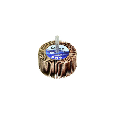 GEKO Flap schijf voor slijpen en polijsten P100 60x30mm 6mm schacht