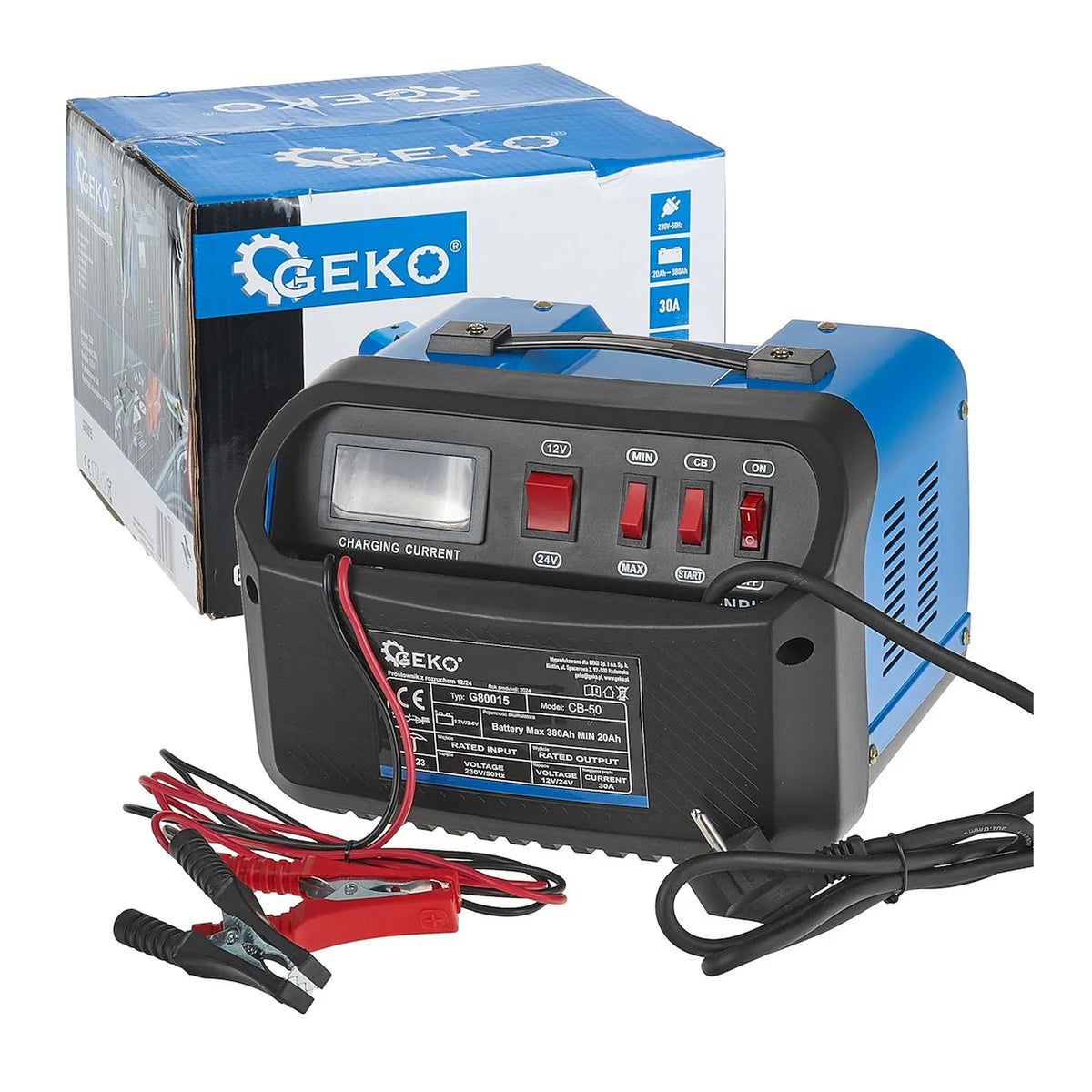 GEKO Batterijlader met jump-start functie 12/24V 30A voor accu 20-380Ah