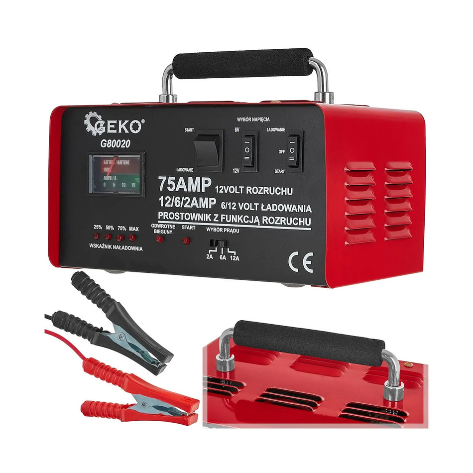 GEKO Batterijlader met jumpstartfunctie 75A 6/12V 15A 20-120Ah